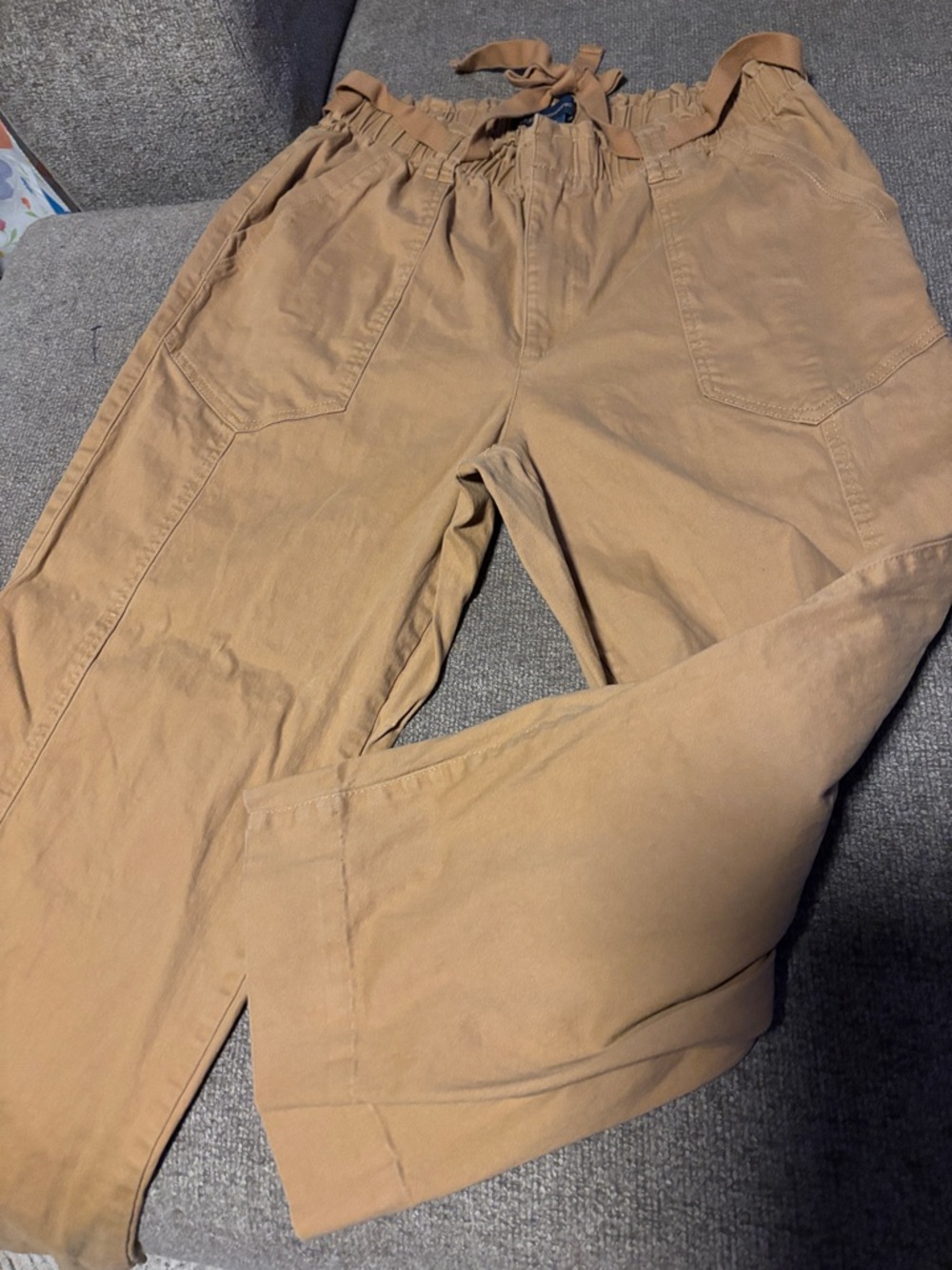 Democracy Casual Drawstring Cargo Pants in Light Brown
